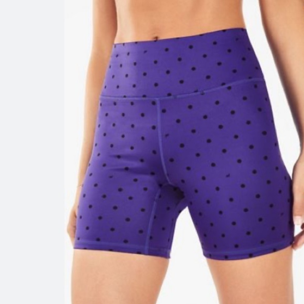 Fabletics Purple & Black Polka Dot High-Waisted Printed Ultracool Biker Shorts
